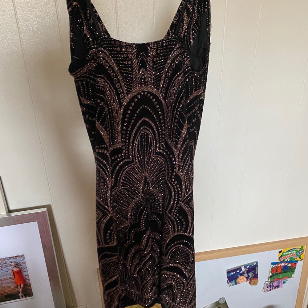rose gold and black short dress
